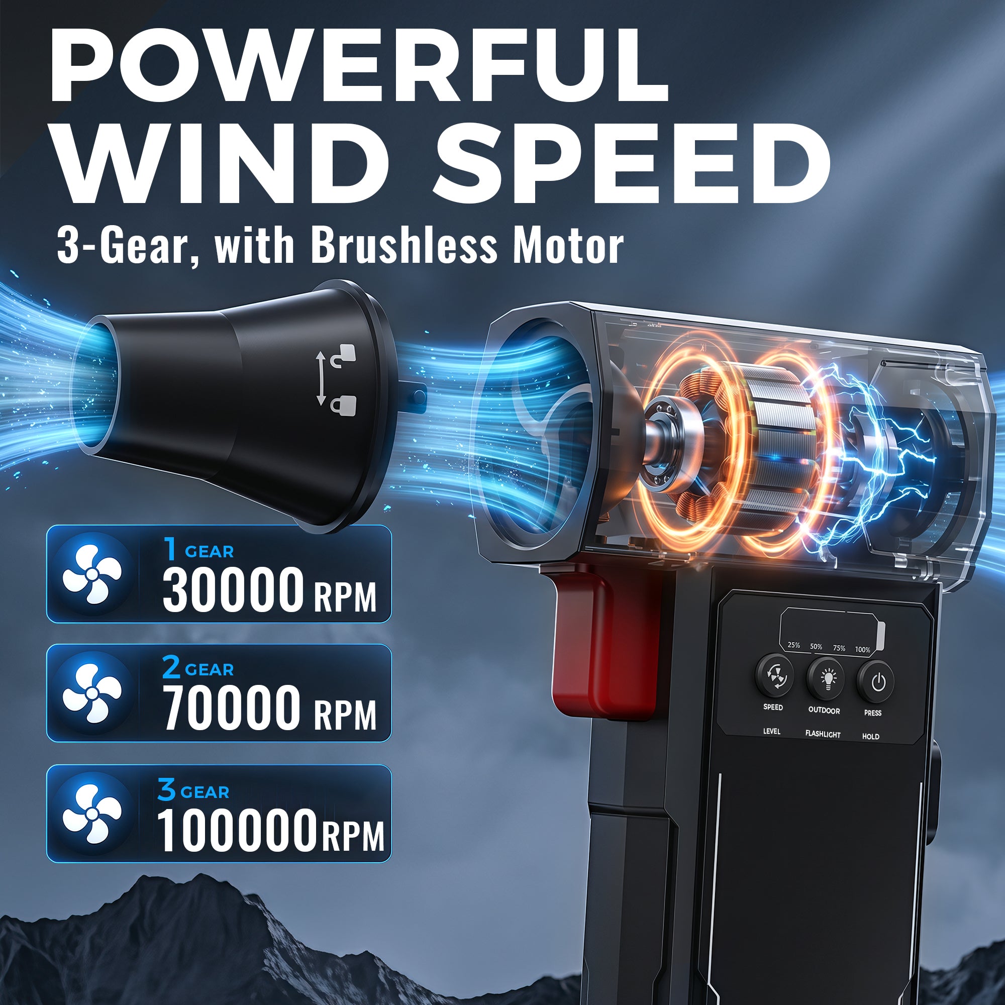 KB700 three-speed 105000 RPM air duster