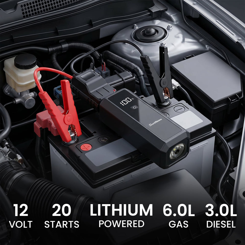 SuntNeew U23 connected to a compatible vehicle battery