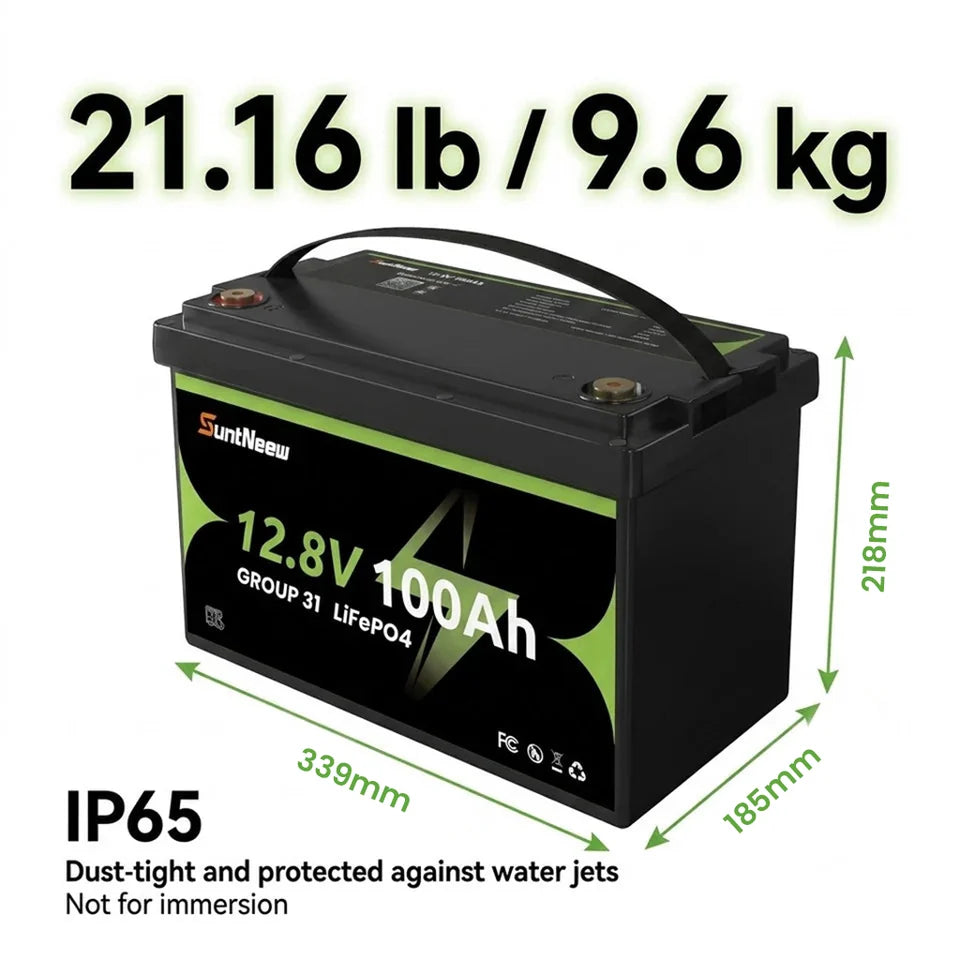SuntNeew Group 31 battery dimensions, listed weight and IP65 enclosure rating