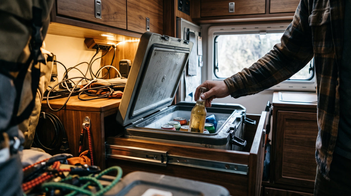Using 12V portable refrigerator in camper van interior