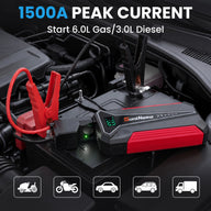 SuntNeew A20 red jump starter connected in an engine bay #Color_Red