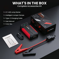 Red A20 jump starter in-box contents #Color_Red
