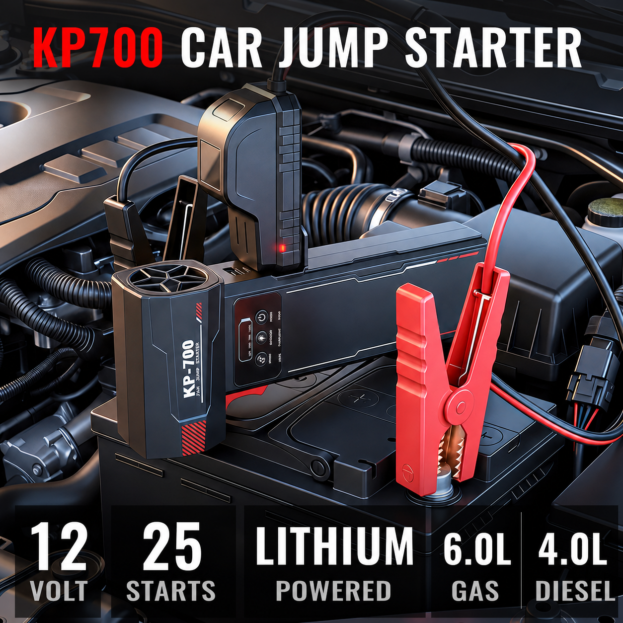 KB700 12V jump starter for vehicles up to 6.0L gas and 4.0L diesel