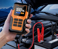 OJ02 jump starter connected to a compatible 12V vehicle battery