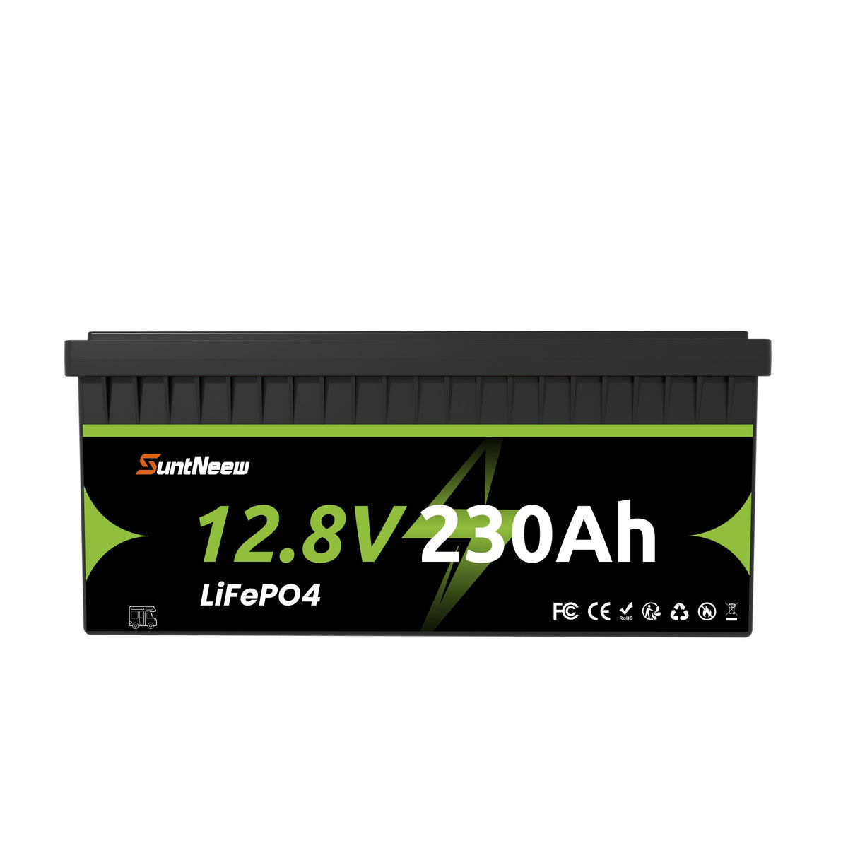 SuntNeew 12.8V 230Ah LiFePO4 RV battery front view
