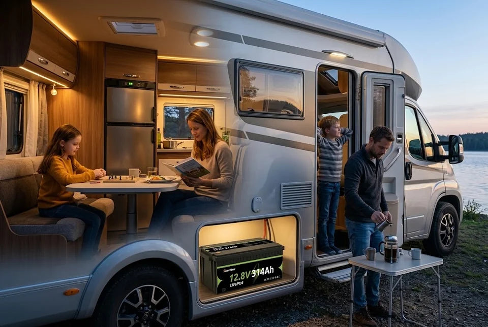 SuntNeew 314Ah LiFePO4 夕方から翌朝まで家族のRV生活をサポートするRVバッテリー