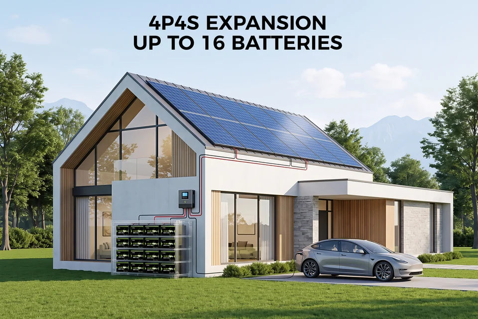 Batteries 31 du groupe SuntNeew assorties disposées comme une banque d'alimentation hors réseau extensible