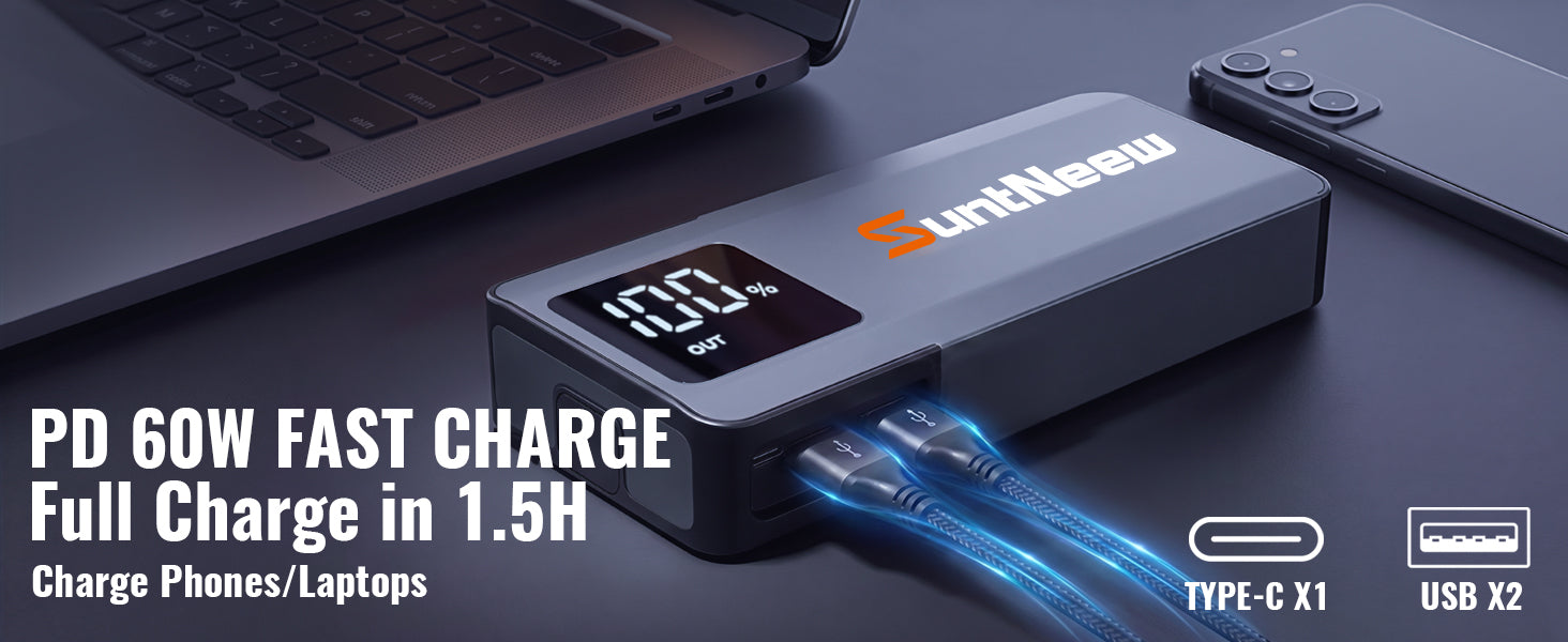 SuntNeew A3 PD 60W USB-C charging connection