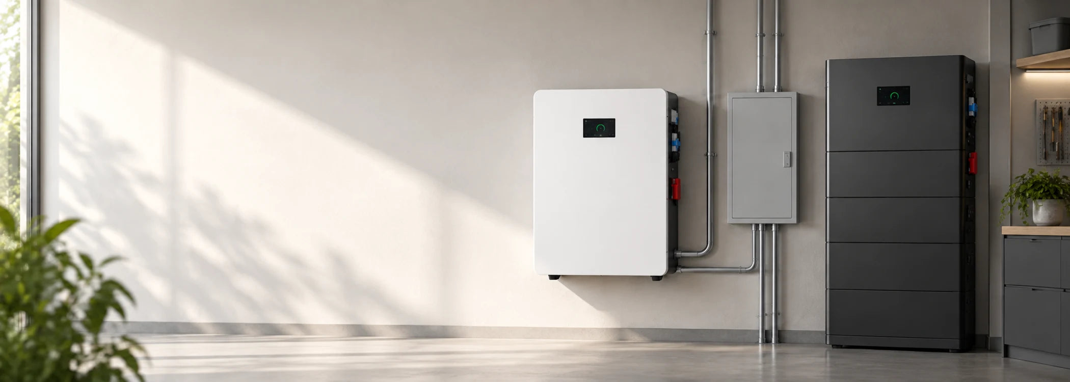 Logo-free home energy storage equipment in a modern residential energy room