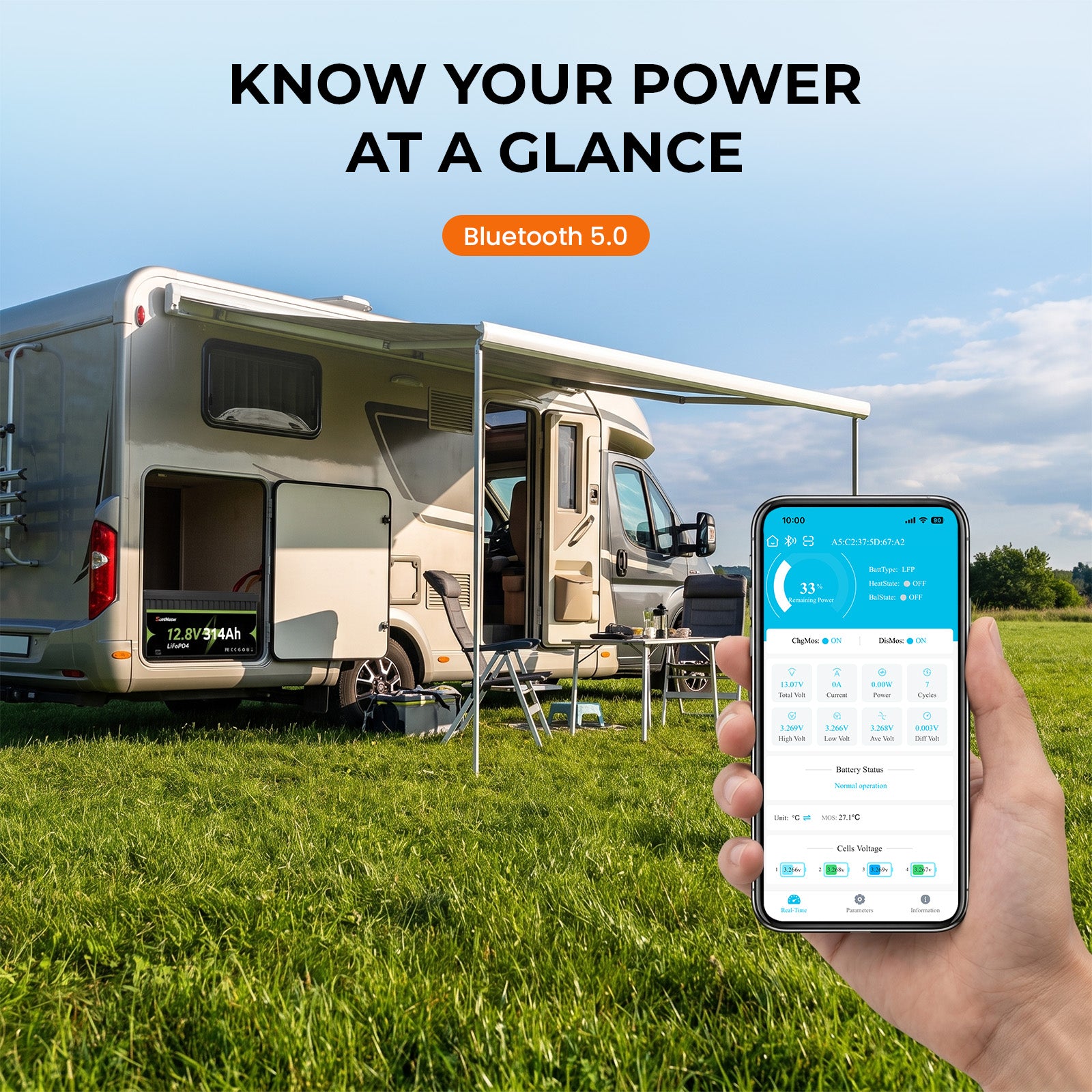 SuntNeew 314Ah LiFePO4 battery with Bluetooth monitoring