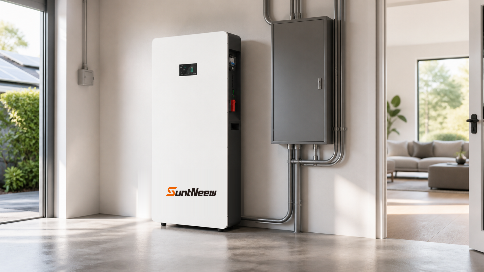SuntNeew WL10B battery installed in a modern home energy room