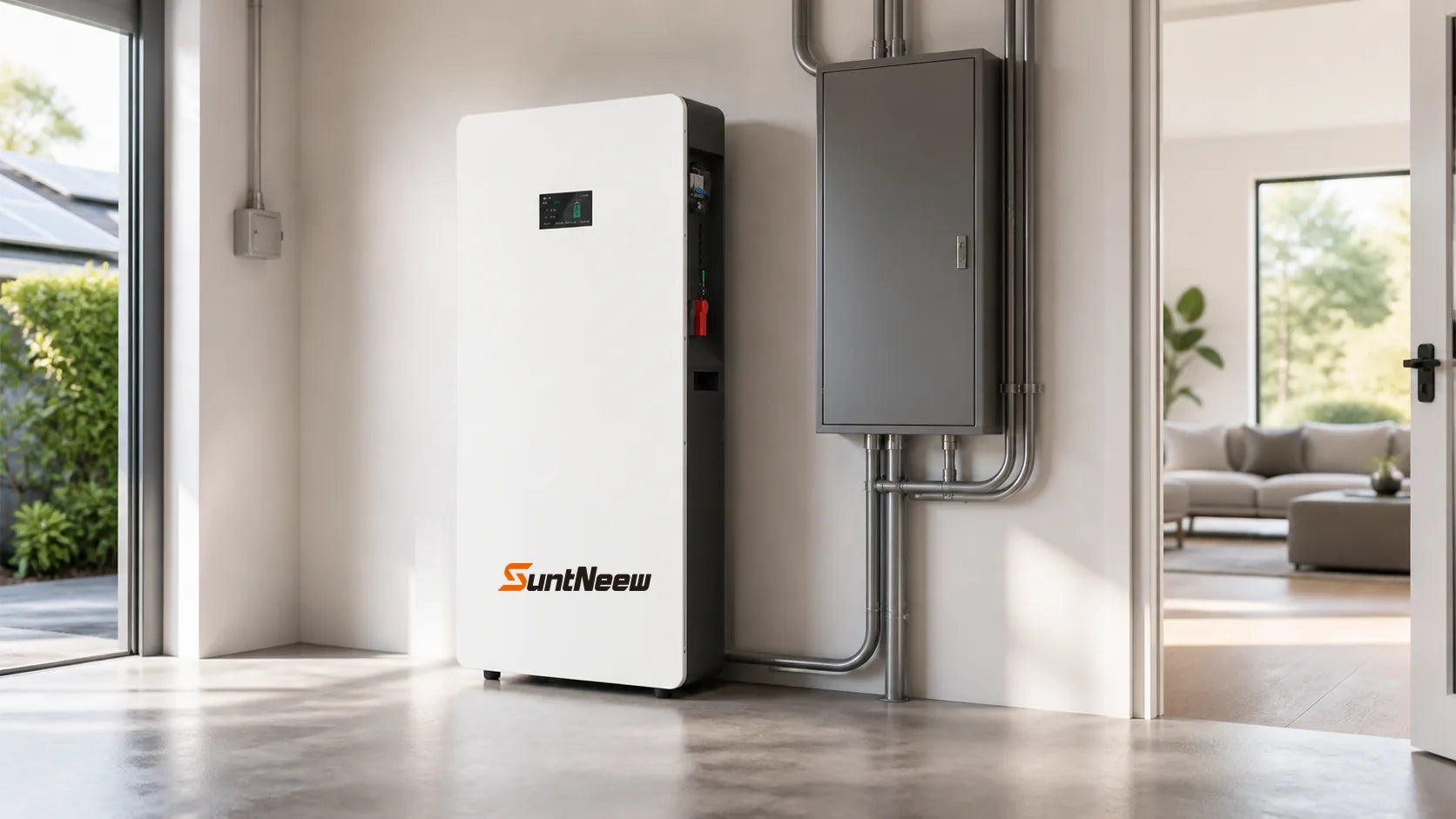 Batteria SuntNeew WL10B installata in una moderna sala energetica domestica