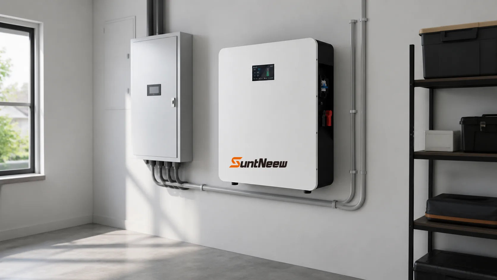 Batteria SuntNeew WL5A installata in una sala energetica domestica pulita e moderna